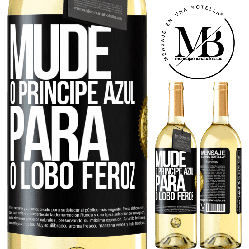 29,95 € Envio grátis | Vinho branco Edição WHITE Mude o príncipe azul para o lobo feroz Etiqueta Preta. Etiqueta personalizável Vinho jovem Colheita 2025 Verdejo