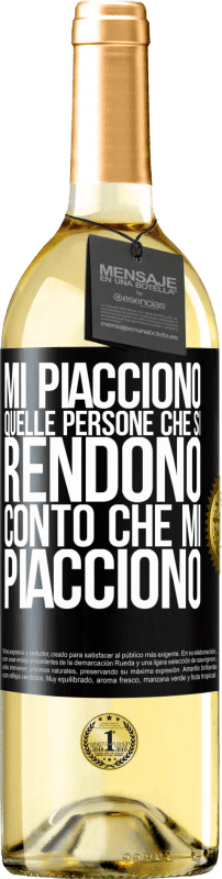 29,95 € Spedizione Gratuita | Vino bianco Edizione WHITE Mi piacciono quelle persone che si rendono conto che mi piacciono Etichetta Nera. Etichetta personalizzabile Vino giovane Raccogliere 2025 Verdejo