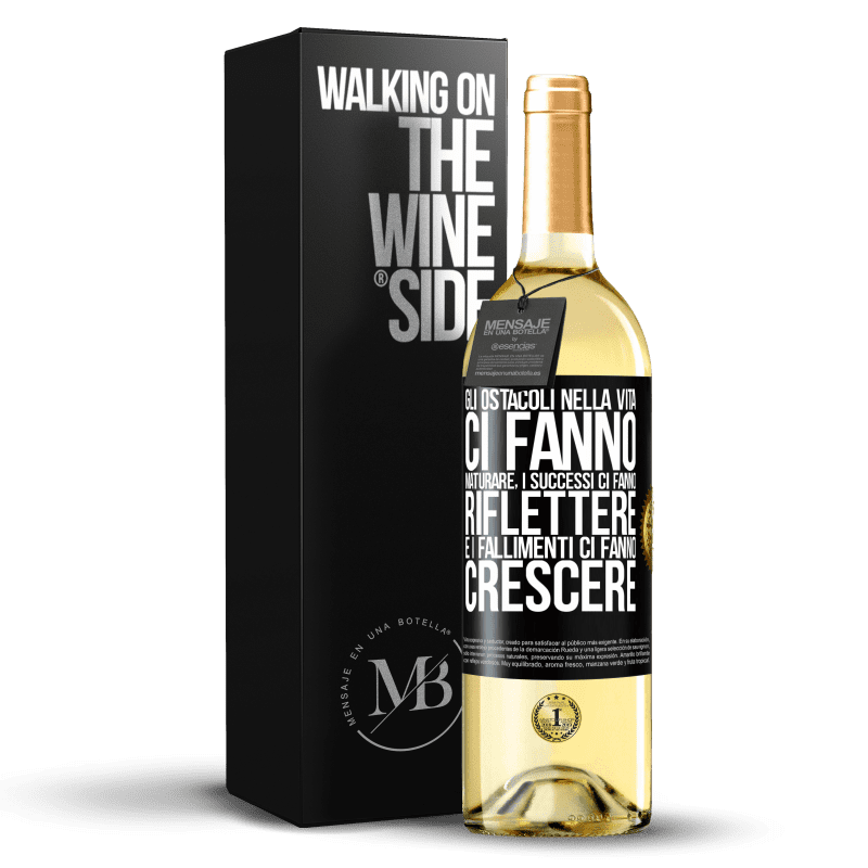 29,95 € Spedizione Gratuita | Vino bianco Edizione WHITE Gli ostacoli nella vita ci fanno maturare, i successi ci fanno riflettere e i fallimenti ci fanno crescere Etichetta Nera. Etichetta personalizzabile Vino giovane Raccogliere 2024 Verdejo