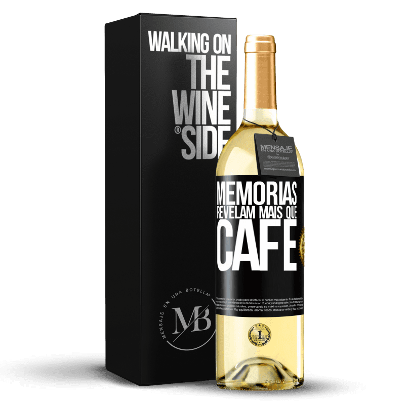 29,95 € Envio grátis | Vinho branco Edição WHITE Memórias revelam mais que café Etiqueta Preta. Etiqueta personalizável Vinho jovem Colheita 2025 Verdejo