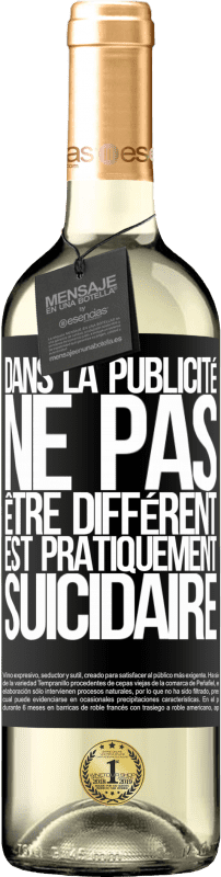 29,95 € | Vin blanc Édition WHITE Dans la publicité, ne pas être différent est pratiquement suicidaire Étiquette Noire. Étiquette personnalisable Vin jeune Récolte 2024 Verdejo