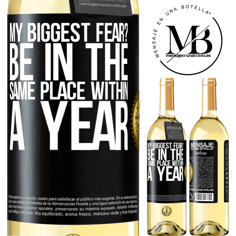29,95 € Free Shipping | White Wine WHITE Edition my biggest fear? Be in the same place within a year Black Label. Customizable label Young wine Harvest 2022 Verdejo