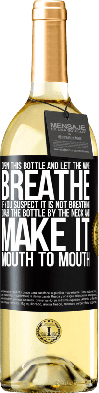 29,95 € Free Shipping | White Wine WHITE Edition Open this bottle and let the wine breathe. If you suspect you are not breathing, grab the bottle by the neck and make it Black Label. Customizable label Young wine Harvest 2025 Verdejo