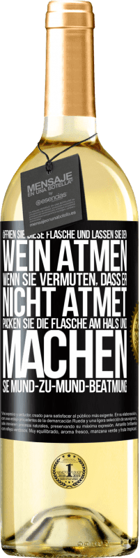 29,95 € Kostenloser Versand | Weißwein WHITE Ausgabe Öffnen Sie diese Flasche und lassen Sie den Wein atmen. Wenn Sie vermuten, dass er nicht atmet, packen Sie die Flasche am Hals u Schwarzes Etikett. Anpassbares Etikett Junger Wein Ernte 2025 Verdejo