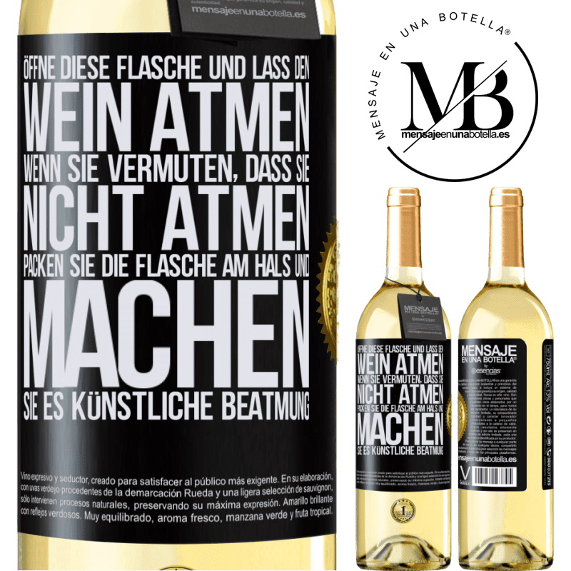 29,95 € Kostenloser Versand | Weißwein WHITE Ausgabe Öffnen Sie diese Flasche und lassen Sie den Wein atmen. Wenn Sie vermuten, dass er nicht atmet, packen Sie die Flasche am Hals u Schwarzes Etikett. Anpassbares Etikett Junger Wein Ernte 2023 Verdejo