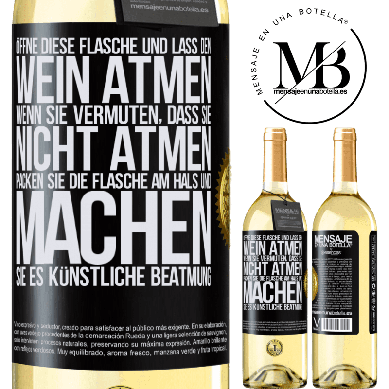 29,95 € Kostenloser Versand | Weißwein WHITE Ausgabe Öffnen Sie diese Flasche und lassen Sie den Wein atmen. Wenn Sie vermuten, dass er nicht atmet, packen Sie die Flasche am Hals u Schwarzes Etikett. Anpassbares Etikett Junger Wein Ernte 2025 Verdejo