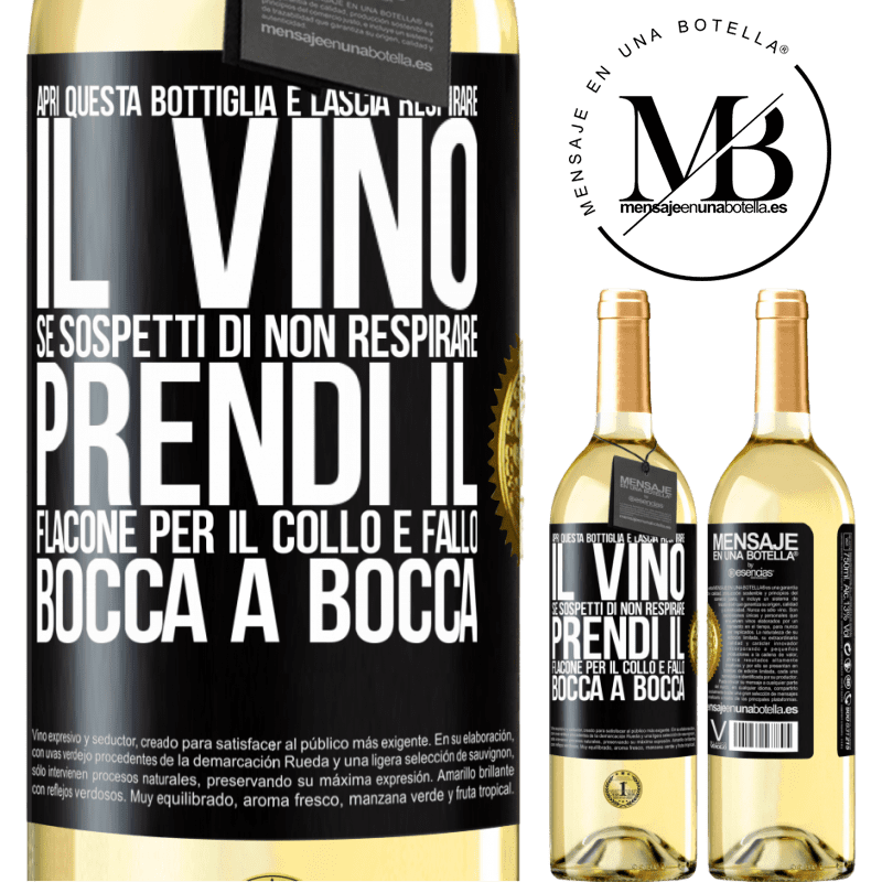 29,95 € Spedizione Gratuita | Vino bianco Edizione WHITE Apri questa bottiglia e lascia respirare il vino. Se sospetti di non respirare, prendi il flacone per il collo e fallo bocca Etichetta Nera. Etichetta personalizzabile Vino giovane Raccogliere 2023 Verdejo