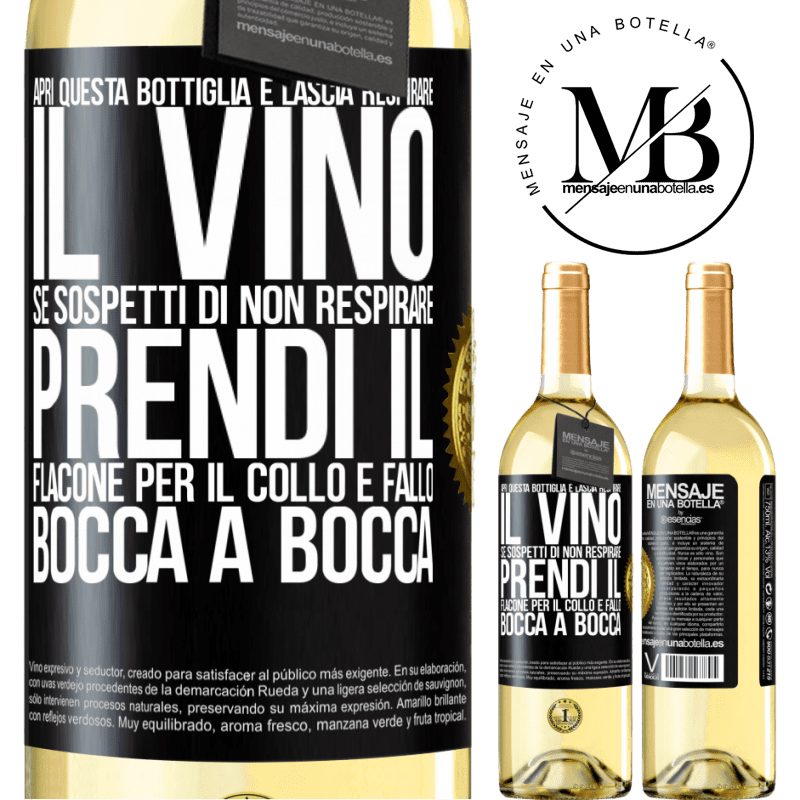 29,95 € Spedizione Gratuita | Vino bianco Edizione WHITE Apri questa bottiglia e lascia respirare il vino. Se sospetti di non respirare, prendi il flacone per il collo e fallo bocca Etichetta Nera. Etichetta personalizzabile Vino giovane Raccogliere 2025 Verdejo