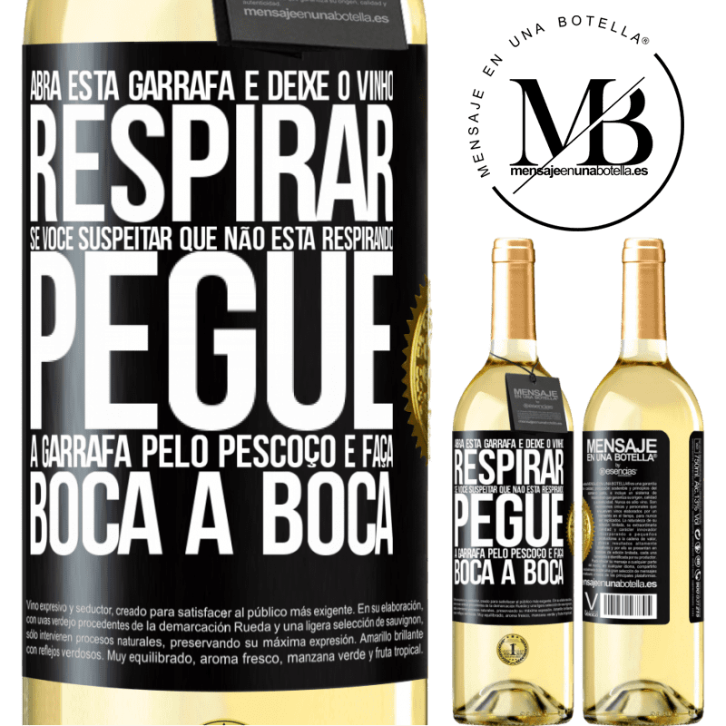 29,95 € Envio grátis | Vinho branco Edição WHITE Abra esta garrafa e deixe o vinho respirar. Se você suspeitar que não está respirando, pegue a garrafa pelo pescoço e faça Etiqueta Preta. Etiqueta personalizável Vinho jovem Colheita 2023 Verdejo