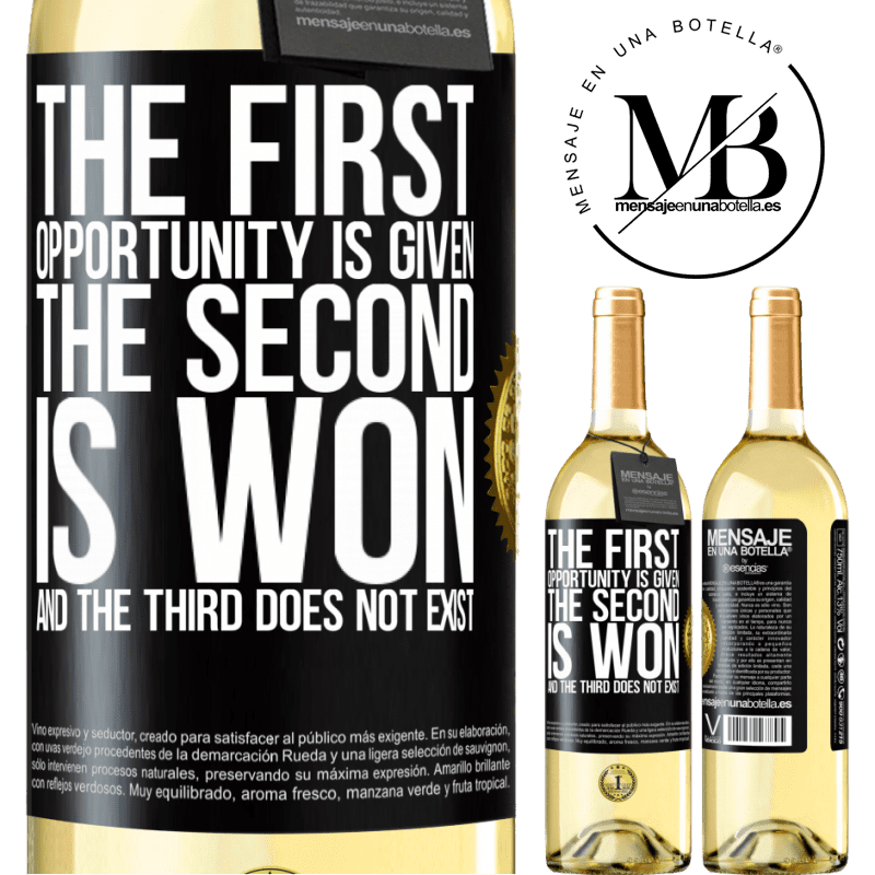 29,95 € Free Shipping | White Wine WHITE Edition The first opportunity is given, the second is won, and the third does not exist Black Label. Customizable label Young wine Harvest 2023 Verdejo