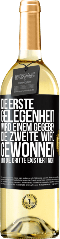 29,95 € | Weißwein WHITE Ausgabe Die erste Gelegenheit wird einem gegeben, die Zweite wird gewonnen und die Dritte existiert nicht Schwarzes Etikett. Anpassbares Etikett Junger Wein Ernte 2024 Verdejo