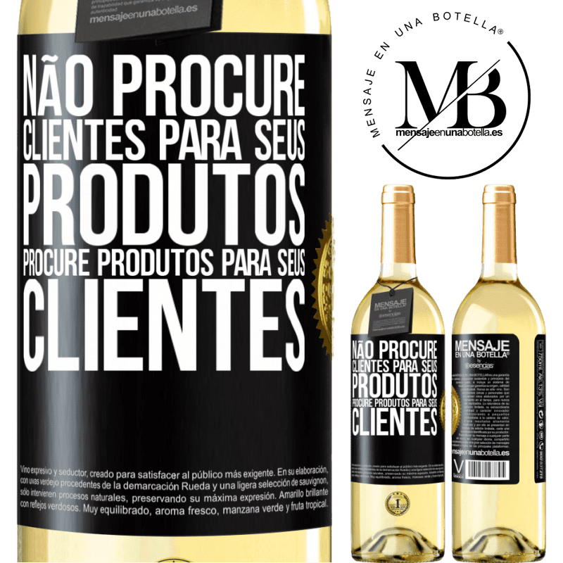 29,95 € Envio grátis | Vinho branco Edição WHITE Não procure clientes para seus produtos, procure produtos para seus clientes Etiqueta Preta. Etiqueta personalizável Vinho jovem Colheita 2024 Verdejo