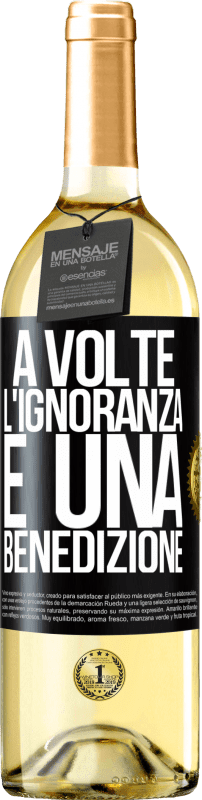 29,95 € Spedizione Gratuita | Vino bianco Edizione WHITE A volte l'ignoranza è una benedizione Etichetta Nera. Etichetta personalizzabile Vino giovane Raccogliere 2025 Verdejo