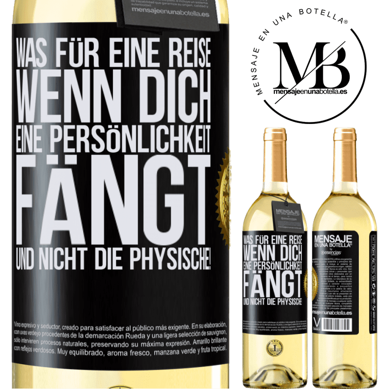29,95 € Kostenloser Versand | Weißwein WHITE Ausgabe Was für ein Abenteuer, wenn man von der Persönlichkeit eines Menschen und nicht dem Aussehen gefangen wird! Schwarzes Etikett. Anpassbares Etikett Junger Wein Ernte 2024 Verdejo