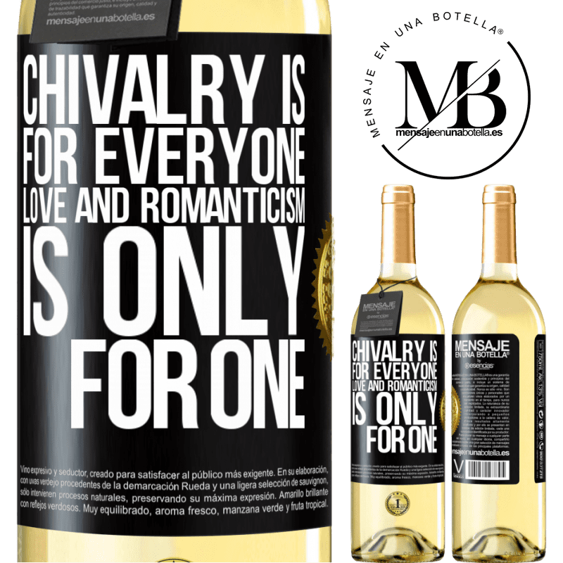 29,95 € Free Shipping | White Wine WHITE Edition Chivalry is for everyone. Love and romanticism is only for one Black Label. Customizable label Young wine Harvest 2022 Verdejo