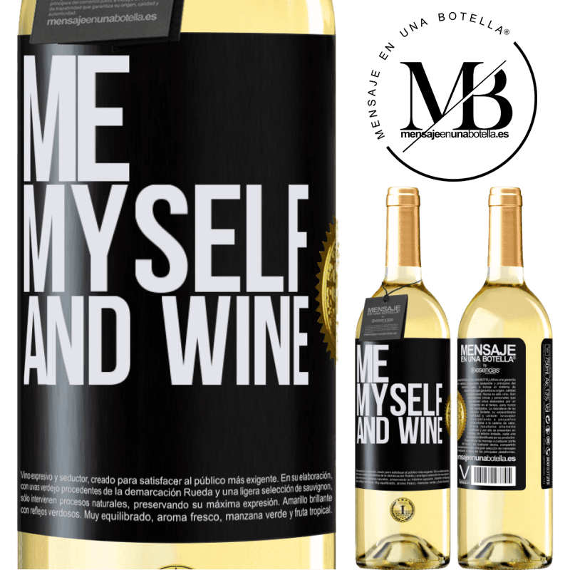 29,95 € Envío gratis | Vino Blanco Edición WHITE Me, myself and wine Etiqueta Negra. Etiqueta personalizable Vino joven Cosecha 2023 Verdejo