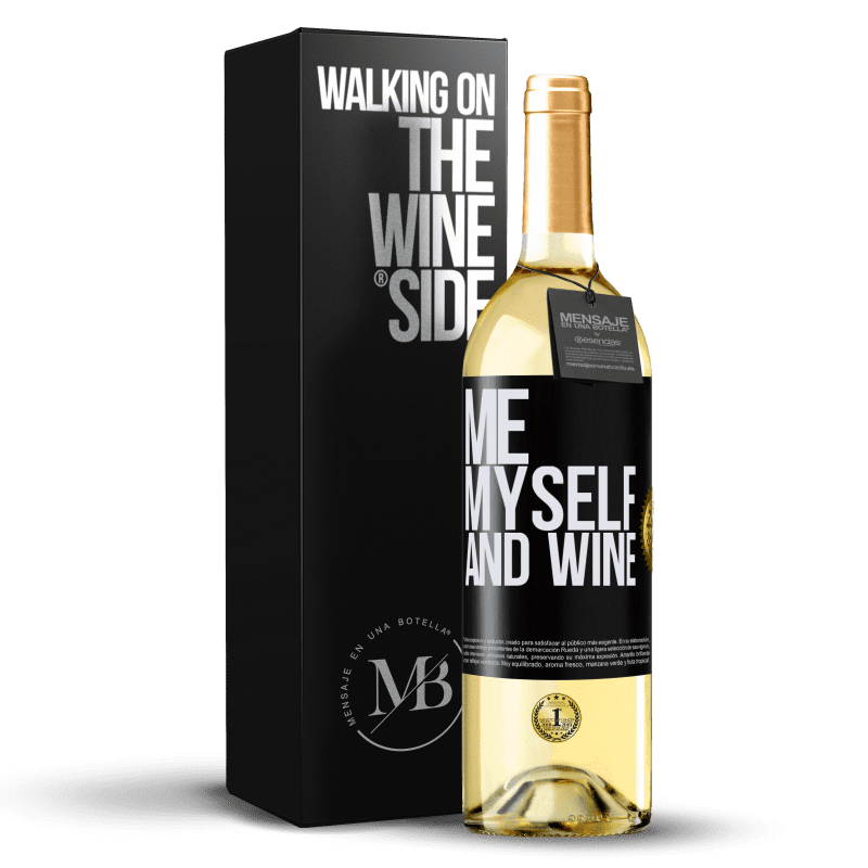 29,95 € Kostenloser Versand | Weißwein WHITE Ausgabe Me, myself and wine Schwarzes Etikett. Anpassbares Etikett Junger Wein Ernte 2023 Verdejo