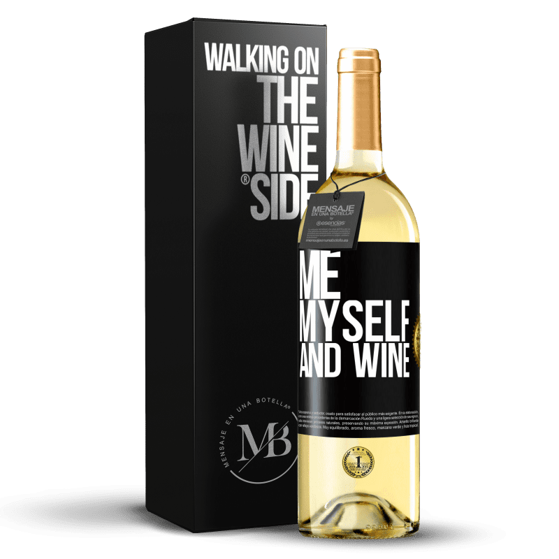 29,95 € Envio grátis | Vinho branco Edição WHITE Me, myself and wine Etiqueta Preta. Etiqueta personalizável Vinho jovem Colheita 2025 Verdejo