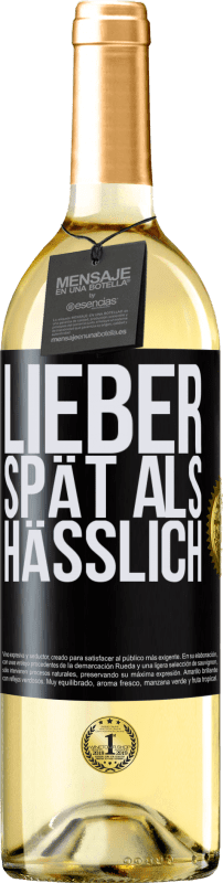 29,95 € | Weißwein WHITE Ausgabe Lieber spät als hässlich Schwarzes Etikett. Anpassbares Etikett Junger Wein Ernte 2023 Verdejo