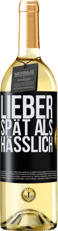 29,95 € | Weißwein WHITE Ausgabe Lieber spät als hässlich Schwarzes Etikett. Anpassbares Etikett Junger Wein Ernte 2024 Verdejo