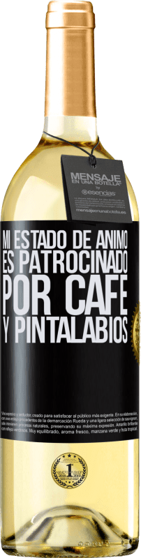 29,95 € | Vino Blanco Edición WHITE Mi estado de ánimo es patrocinado por café y pintalabios Etiqueta Negra. Etiqueta personalizable Vino joven Cosecha 2024 Verdejo