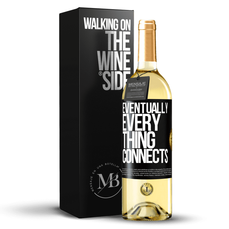 29,95 € Envio grátis | Vinho branco Edição WHITE Eventually, everything connects Etiqueta Preta. Etiqueta personalizável Vinho jovem Colheita 2024 Verdejo