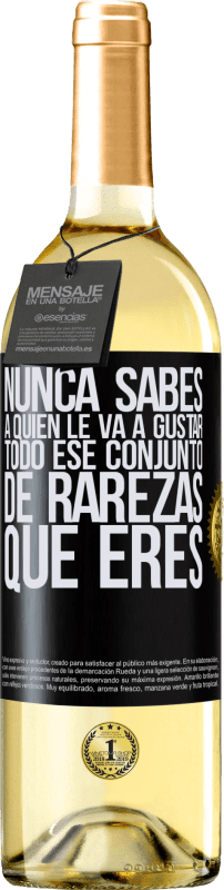 29,95 € Envío gratis | Vino Blanco Edición WHITE Nunca sabes a quien le va a gustar todo ese conjunto de rarezas que eres Etiqueta Negra. Etiqueta personalizable Vino joven Cosecha 2025 Verdejo