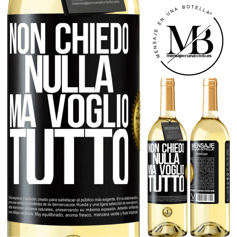 29,95 € Spedizione Gratuita | Vino bianco Edizione WHITE Non chiedo nulla, ma voglio tutto Etichetta Nera. Etichetta personalizzabile Vino giovane Raccogliere 2024 Verdejo