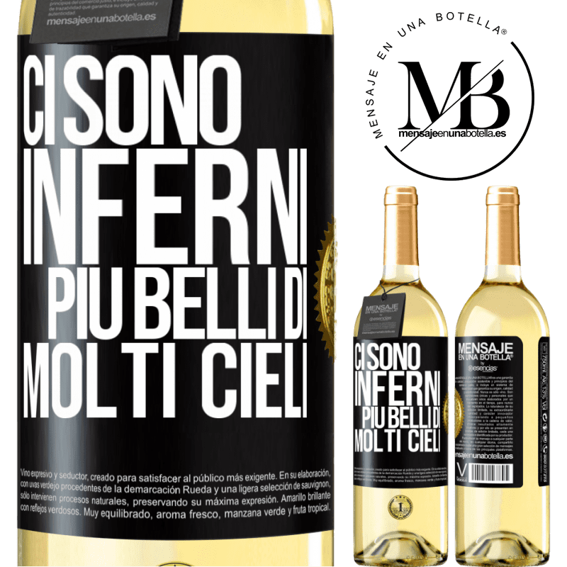 29,95 € Spedizione Gratuita | Vino bianco Edizione WHITE Ci sono inferni più belli di molti cieli Etichetta Nera. Etichetta personalizzabile Vino giovane Raccogliere 2023 Verdejo