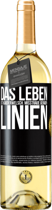 29,95 € | Weißwein WHITE Ausgabe Das Leben ist Kauderwelsch. Misstraue geraden Linien Schwarzes Etikett. Anpassbares Etikett Junger Wein Ernte 2024 Verdejo