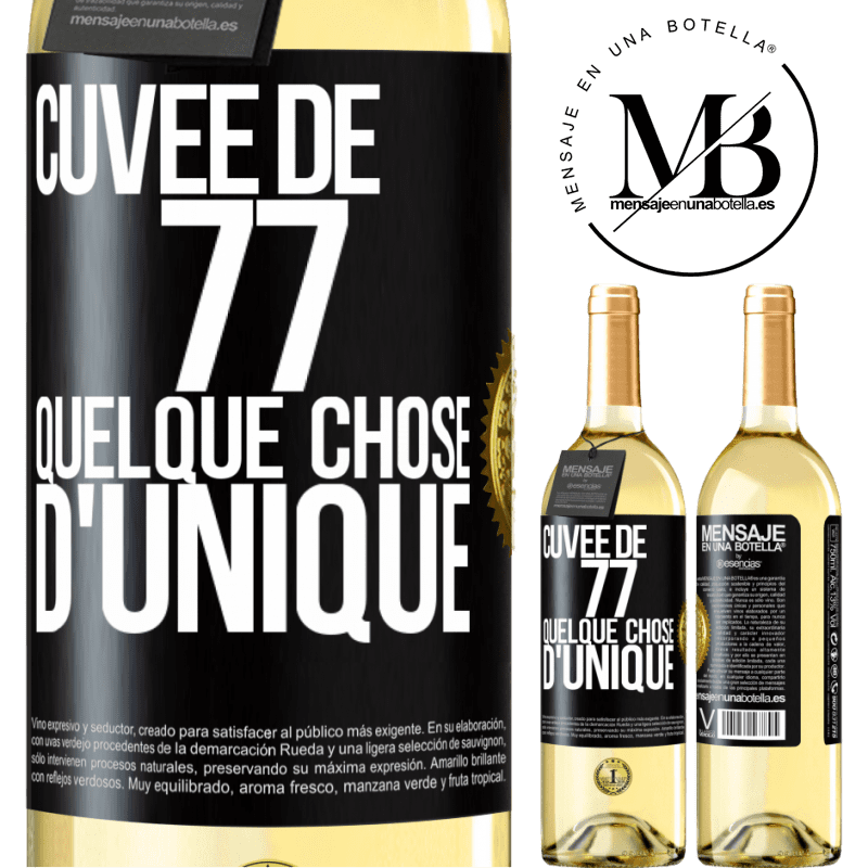 29,95 € Envoi gratuit | Vin blanc Édition WHITE Cuvée de 77, quelque chose d'unique Étiquette Noire. Étiquette personnalisable Vin jeune Récolte 2024 Verdejo