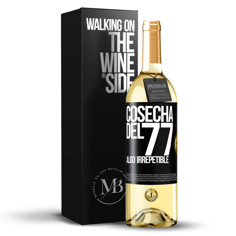29,95 € Envoi gratuit | Vin blanc Édition WHITE Récolte de 77, quelque chose d'irréparable Étiquette Noire. Étiquette personnalisable Vin jeune Récolte 2022 Verdejo