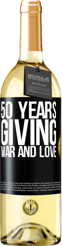 29,95 € Бесплатная доставка | Белое вино Издание WHITE 50 лет дарим войну и любовь Черная метка. Настраиваемая этикетка Молодое вино Урожай 2023 Verdejo