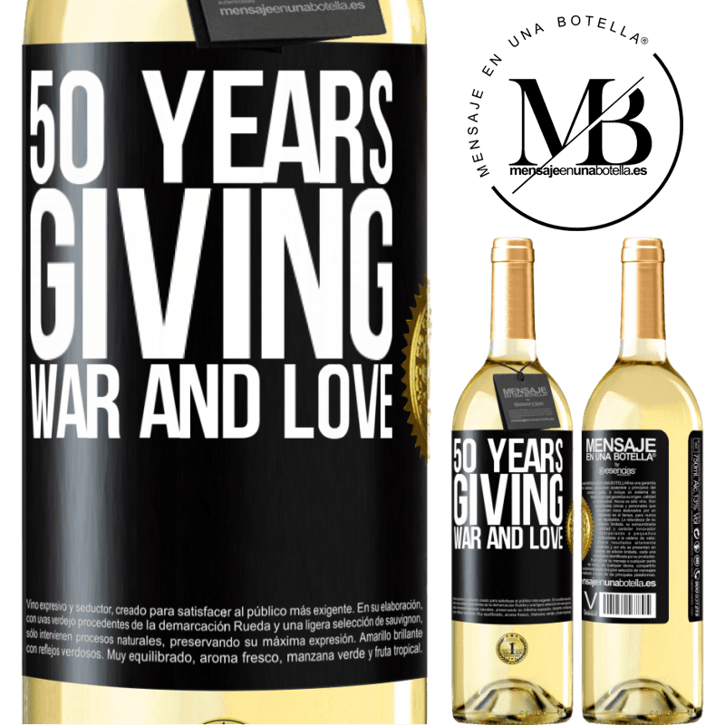 29,95 € Free Shipping | White Wine WHITE Edition 50 years giving war and love Black Label. Customizable label Young wine Harvest 2022 Verdejo