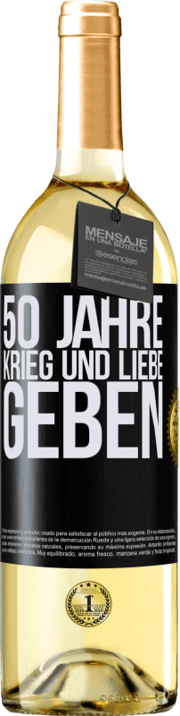 29,95 € | Weißwein WHITE Ausgabe 50 Jahre Krieg und Liebe geben Schwarzes Etikett. Anpassbares Etikett Junger Wein Ernte 2025 Verdejo