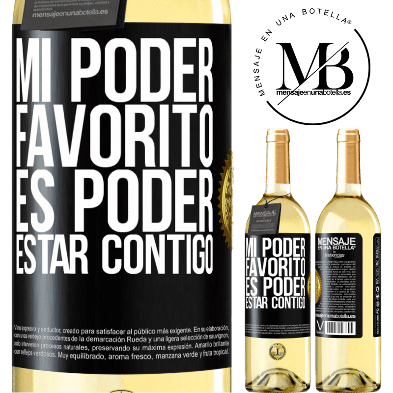 29,95 € Envío gratis | Vino Blanco Edición WHITE Mi poder favorito es poder estar contigo Etiqueta Negra. Etiqueta personalizable Vino joven Cosecha 2023 Verdejo