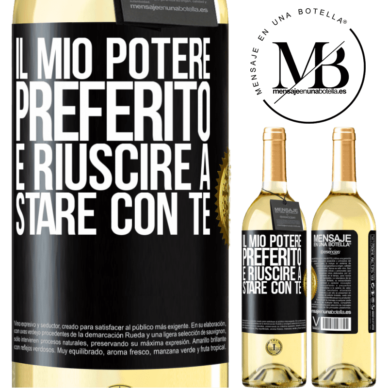 29,95 € Spedizione Gratuita | Vino bianco Edizione WHITE Il mio potere preferito è riuscire a stare con te Etichetta Nera. Etichetta personalizzabile Vino giovane Raccogliere 2023 Verdejo