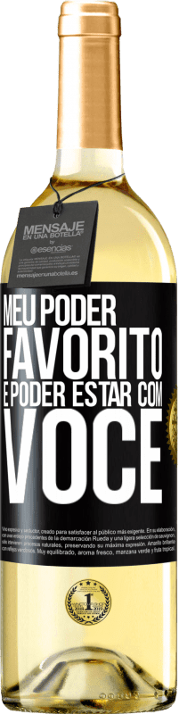 29,95 € | Vinho branco Edição WHITE Meu poder favorito é poder estar com você Etiqueta Preta. Etiqueta personalizável Vinho jovem Colheita 2024 Verdejo