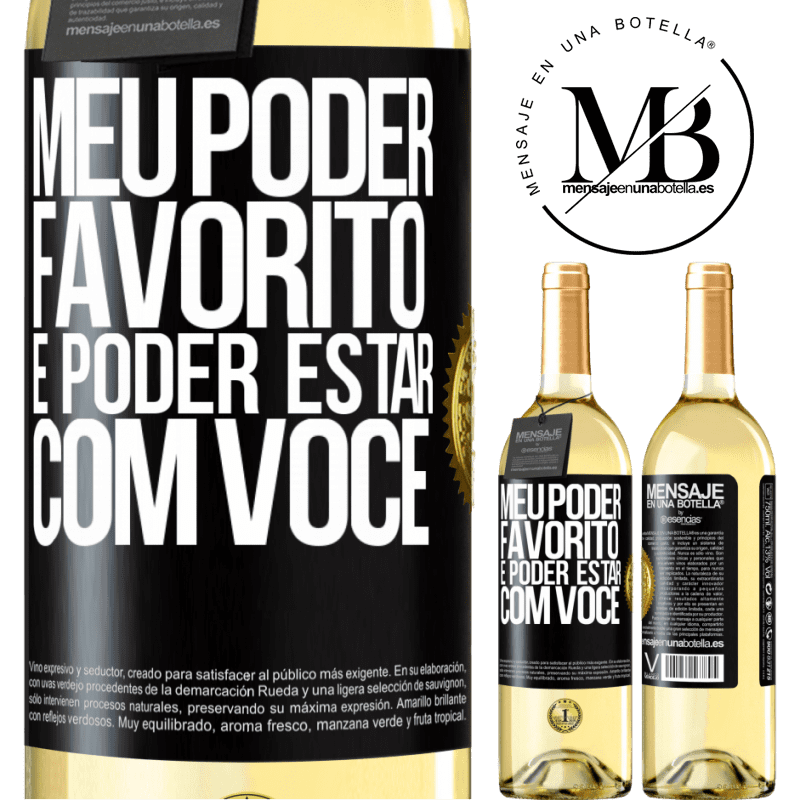 29,95 € Envio grátis | Vinho branco Edição WHITE Meu poder favorito é poder estar com você Etiqueta Preta. Etiqueta personalizável Vinho jovem Colheita 2023 Verdejo