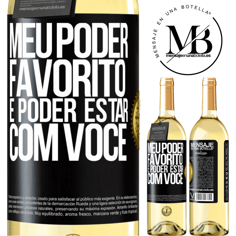 29,95 € Envio grátis | Vinho branco Edição WHITE Meu poder favorito é poder estar com você Etiqueta Preta. Etiqueta personalizável Vinho jovem Colheita 2025 Verdejo