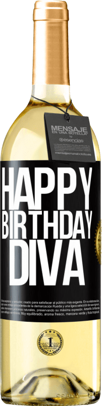 29,95 € | White Wine WHITE Edition Happy birthday Diva Black Label. Customizable label Young wine Harvest 2023 Verdejo