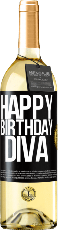 29,95 € | White Wine WHITE Edition Happy birthday Diva Black Label. Customizable label Young wine Harvest 2025 Verdejo