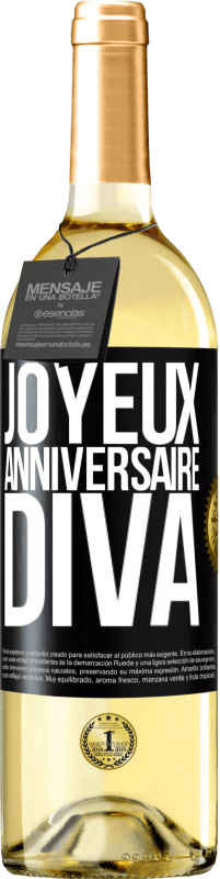 29,95 € | Vin blanc Édition WHITE Joyeux anniversaire, Diva Étiquette Noire. Étiquette personnalisable Vin jeune Récolte 2023 Verdejo