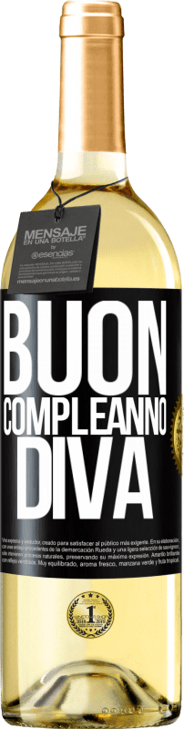 29,95 € | Vino bianco Edizione WHITE Buon compleanno Diva Etichetta Nera. Etichetta personalizzabile Vino giovane Raccogliere 2023 Verdejo