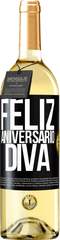 29,95 € | Vinho branco Edição WHITE Feliz aniversário Diva Etiqueta Preta. Etiqueta personalizável Vinho jovem Colheita 2023 Verdejo