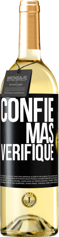 29,95 € | Vinho branco Edição WHITE Confie, mas verifique Etiqueta Preta. Etiqueta personalizável Vinho jovem Colheita 2023 Verdejo