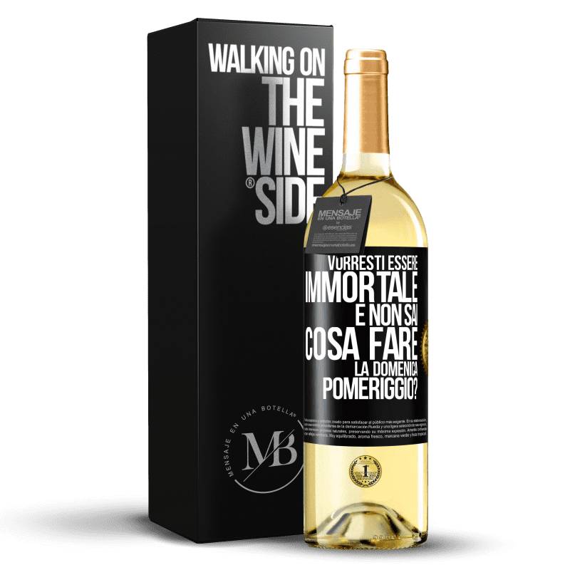 29,95 € Spedizione Gratuita | Vino bianco Edizione WHITE Vorresti essere immortale e non sai cosa fare la domenica pomeriggio? Etichetta Nera. Etichetta personalizzabile Vino giovane Raccogliere 2023 Verdejo