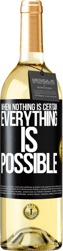 Free Shipping | White Wine WHITE Edition When nothing is certain, everything is possible Black Label. Customizable label Young wine Harvest 2023 Verdejo