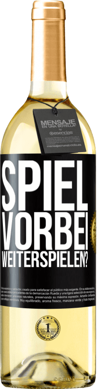 29,95 € | Weißwein WHITE Ausgabe SPIEL VORBEI. Weiterspielen? Schwarzes Etikett. Anpassbares Etikett Junger Wein Ernte 2024 Verdejo