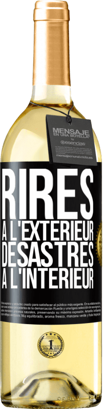 Envoi gratuit | Vin blanc Édition WHITE Rires à l'extérieur, désastres à l'intérieur Étiquette Noire. Étiquette personnalisable Vin jeune Récolte 2023 Verdejo